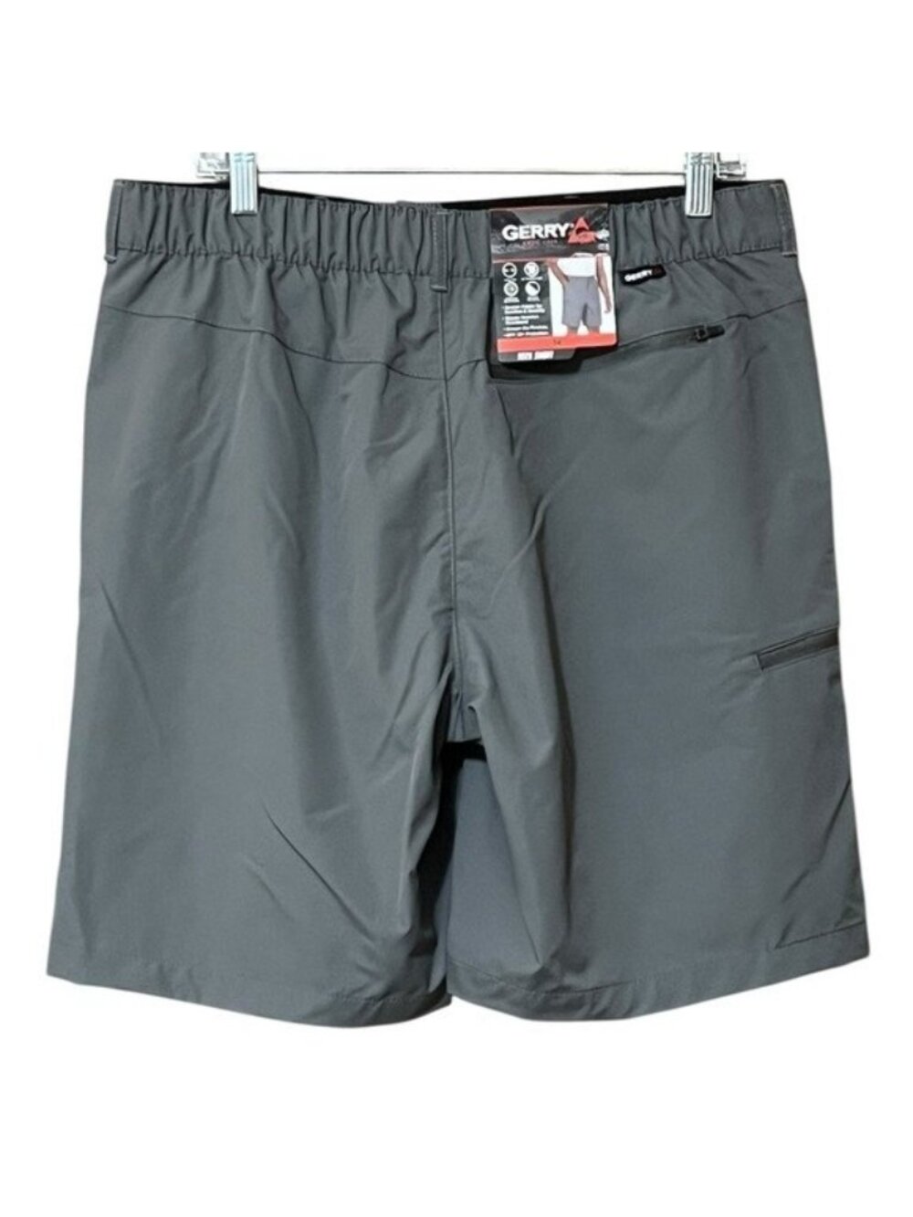 Gerry Men’s Tech Shorts Size 34 Gray UPF 30+ Stretch Zip Pockets NWT